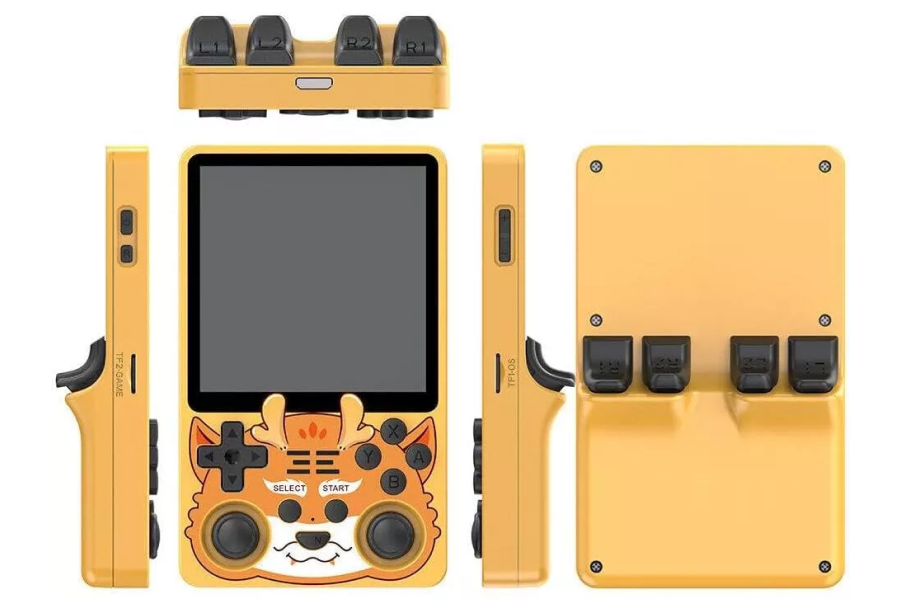 Retro gaming device with built-in games